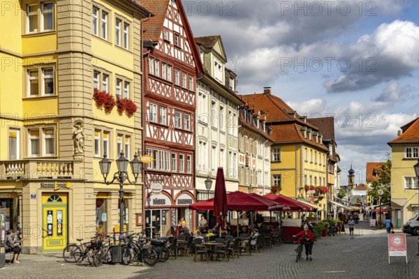 The market street in the old town centre of Kitzingen, Lower Franconia, Bavaria, Germany, Europe
