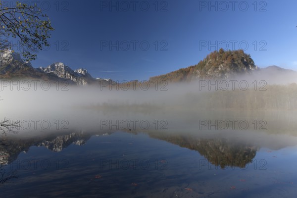 Autumn mood at lake Almsee, Grünau, Austria, Totes Gebirge, Europe