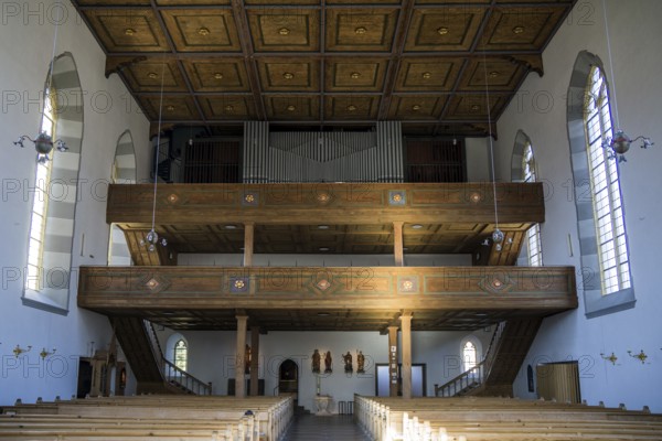 Catholic parish church of St Johannes Baptist, interior view, organ, Oberstdorf, Oberallgäu, Allgäu, Bavaria, Germany, Europe