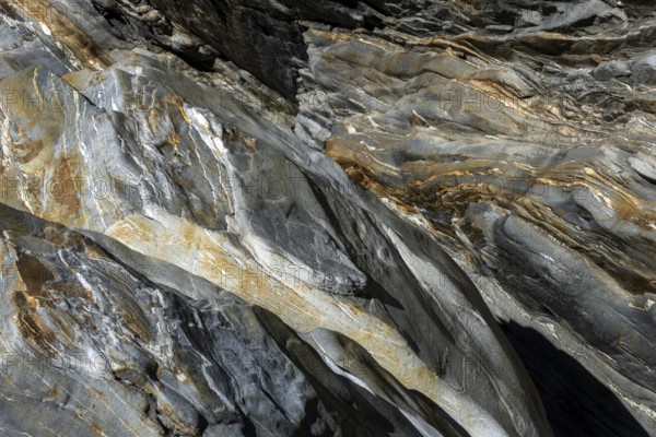 Rocks, granite rock structures in the Maggia River near Ponte Brolla, in the Maggia Valley, Valle Maggia, Canton Ticino, Switzerland, Europe