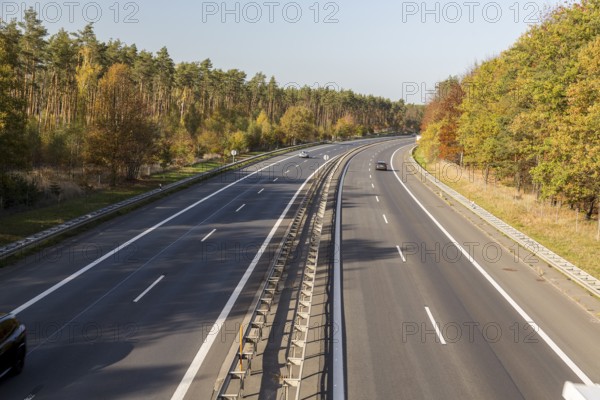 Hardly any traffic on the A13 Berlin Dresden motorway, near Radeburg, Saxony, Germany, Europe