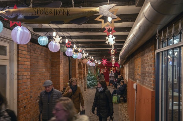 Christmas decoration in the pedestrian zone, Lüneburg, Lower Saxony, Germany, Europe