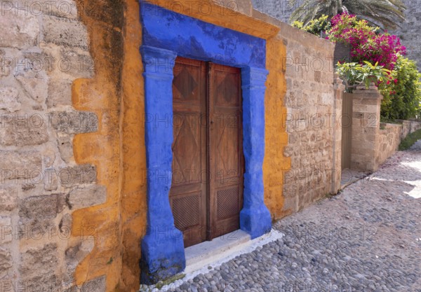 Greece travel destination, colorful streets of Rhodes island in historic city center of Fira