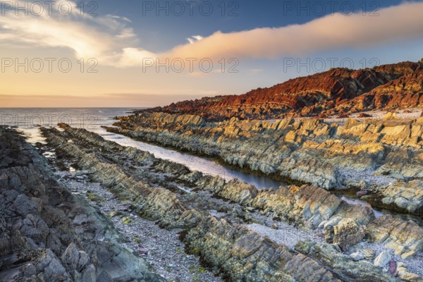 Colourful rocks on the coast, Varanger, Barents Sea, Finnmark, Norway, Europe