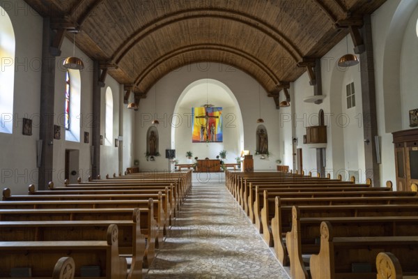 Interior of the Church of the Holy Cross in Siusi allo Sciliar, South Tyrol, Italy, Europe