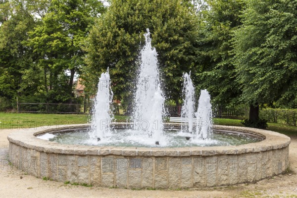 Cascading fountain in the trout park, Ilsenburg, Harz, Saxony-Anhalt, Germany, Europe