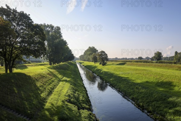 Dinslaken, North Rhine-Westphalia, Germany - The Emscher has been completely free of wastewater since January 2022 following the construction of a parallel sewer. The river was previously an open, above-ground wastewater sewer, combined sewer with surface water and wastewater