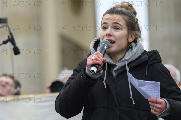 Luisa Neubauer speaks at the Fridays for Future climate strike. Brandenburg Tor, Berlin, 14 February 2025