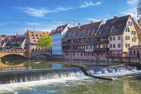Pegnitz weir in Nuremberg, Germany, Europe