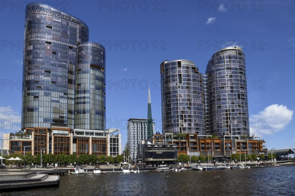 Skyline at Elisabeth Quay, harbour, Perth, State of Western Australia, Australia, Oceania