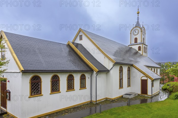 1865 wooden Tórshavn Cathedral, Havnar Kirkja on Tinganes in the old town Thorshavn, capital city on the island Streymoy, Faroe Islands, Europe
