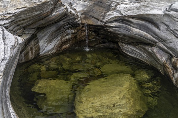 Rocks, rock structures, Verzasca River, near Lavertezzo, Verzasca Valley, Valle Verzasca, Canton Ticino, Switzerland, Europe