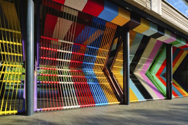 Closed colorful gates of of the Dutch Ministry of Finance at The Hague, the Netherlands