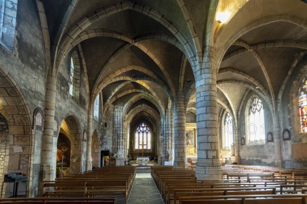 Montlucon. Interior of Church Notre Dame of the 15th century. Allier department. Auvergne Rhone Alpes. France