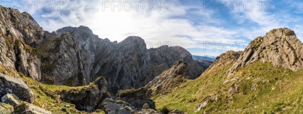 Panoramic view of the top of the Aiako Harria or Peñas de Aya mountain in the town of Oiartzun, Guipúzcoa. Basque Country