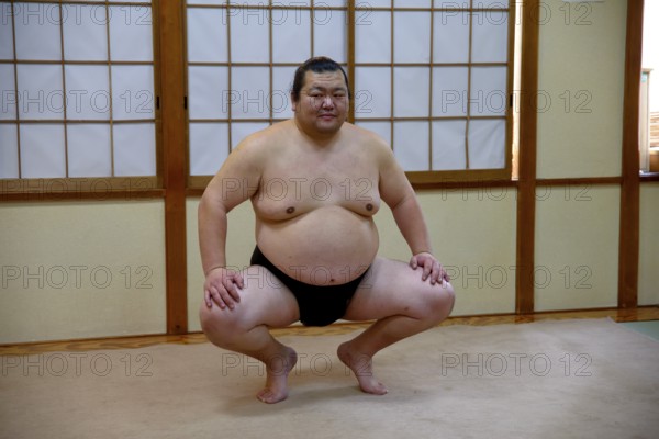 Sumo wrestler during training, Asakusa, Tokyo, Japan, Asia