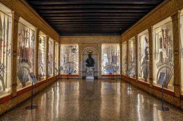 Exhibition of old weapons, Doge's Palace, San Marco district, Venice, Veneto region, Italy, Europe