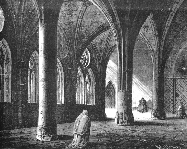 The Cloister of Constance Cathedral, 1869, Germany, Historic, digitally restored reproduction of an original 19th century painting, exact original date not known, Europe