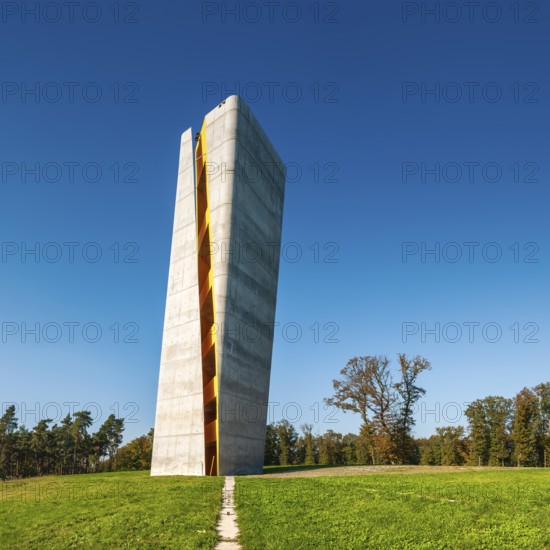 Observation tower on the Mittelberg at the site where the Nebra Sky Disc was found in autumn, Saxony-Anhalt, Germany, Europe