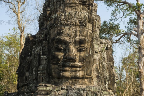 Tor tor with huge faces to Angkor Thom, Angkor Wat, Angkor, UNESCO World Heritage Site, Siem Reap, Cambodia, Indochina, Southeast Asia, Asia