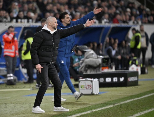 Coach Coach Christian Ilzer TSG 1899 Hoffenheim Co-Trainer Coach Benjamin Hübner TSG 1899 Hoffenheim Gesture Gesture PreZero Arena, Sinsheim, Baden-Württemberg, Germany, Europe