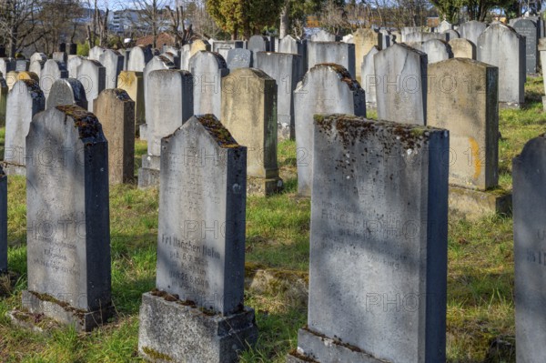 Old graves at the Israeli cemetery, inaugurated in 1882, Werner-von Siemens Str. 2, Würzburg, Lower Franconia, Bavaria, Germany, Europe
