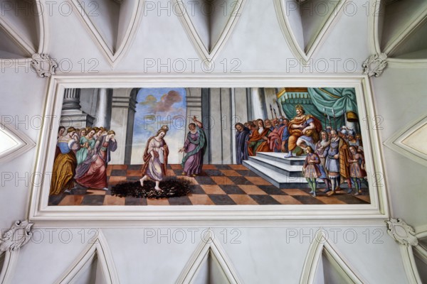 Ceiling painting, former Corvey Abbey and Castle, The Carolingian Westwork and the Civitas Corvey, interior view, Höxter, Germany, Europe