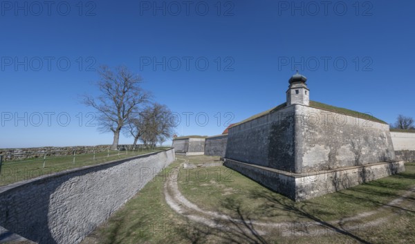 Fortress wall and moat of the Hohenzollern fortress Wülzburg, a historic Renaissance fortress, built between 1588 and about 1610, Wülzburg, Weißenburg, Middle Franconia, m Bavaria, m Germanybd