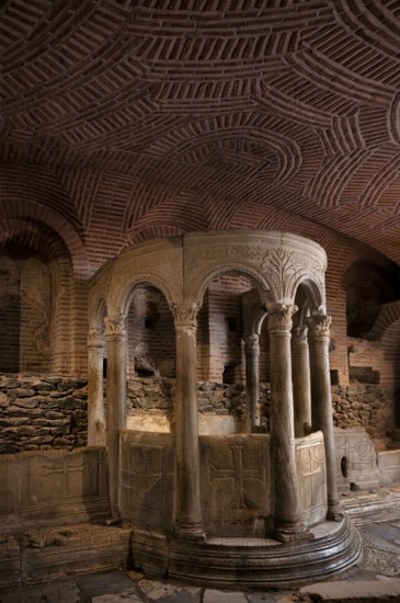 Interior view of the crypt, remains of the Roman baths, Hagios Demetrios church, also known as Agios Dimtrios or Demetrios basilica, Thessaloniki, Macedonia, Greece, Europe