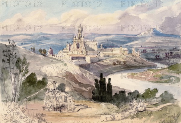 Jerez de la Frontera, Xeres, Carthusian monastery, Andalusia, Spain, digital reproduction of a painting by Charles Hamilton Smith (1776-1859), historical, Europe