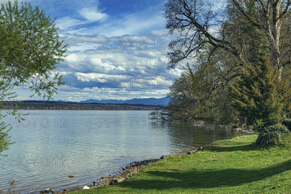 The shore of Lake Starnberg in Bernried, Germany, Europe