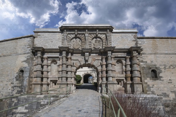 Fortress portal of the Hohenzollern fortress Wülzburg, a historic Renaissance fortress, built between 1588 and around 1610, Wülzburg, Weißenburg, Middle Franconia, m Bavaria, m Germanybd