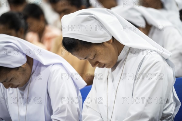 Nuns offer ceremonial tribute in honour of Pope Francis in Guwahati, Assam, India on April 26, 2025. Pope Francis was the head of the Catholic Church, who died on Monday at the age of 88