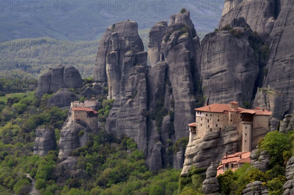 Monastery of Rousanou and Monastery of St Nicholas Anapavsa, Anapavsas, Metéora Monasteries, Kalambaka, Trikala, Thessaly, Greece, Europe