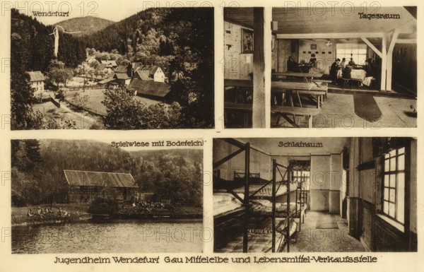 Historical postcard, picture postcard, youth centre Wendefurt, Harz, Saxony-Anhalt, Germany, digitally enhanced reproduction of an original from around 1900, picture postcard, Europe
