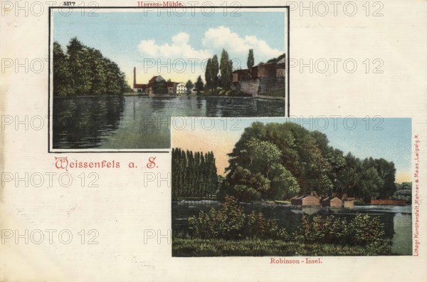 Historical postcard, picture postcard, Weißenfels, Weissenfels an der Saale, Saxony-Anhalt, Germany, digitally enhanced reproduction of an original from around 1900, picture postcard, Europe