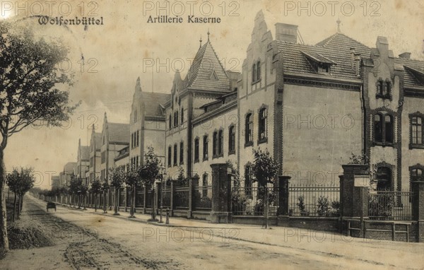Historical postcard, picture postcard, artillery barracks in Wolfenbüttel, Lower Saxony, Germany, digitally enhanced reproduction of an original from around 1900, picture postcard, Europe