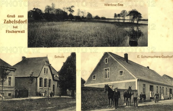 Historical postcard, picture postcard, Zabelsdorf near Fischerwall, Zehdenick, Brandenburg, Germany, digitally enhanced reproduction of an original from around 1900, picture postcard, Europe