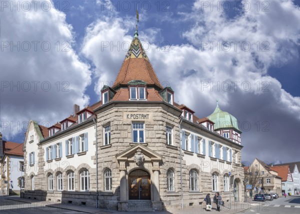Former post office, built in 1906, today public library and residential building, Friedrich-Ebert-.Str. 20, Weißenburg, Middle Franconia, Bavaria, Germany, Europe