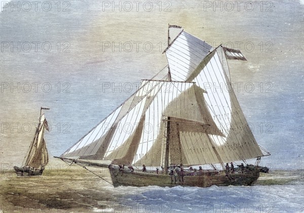 Germania, a North German research vessel that served as the main ship in the Second German North Polar Expedition in 1869-70, Germany, Historic, digitally restored reproduction of an original 19th century artwork, exact original date unknown, Europe
