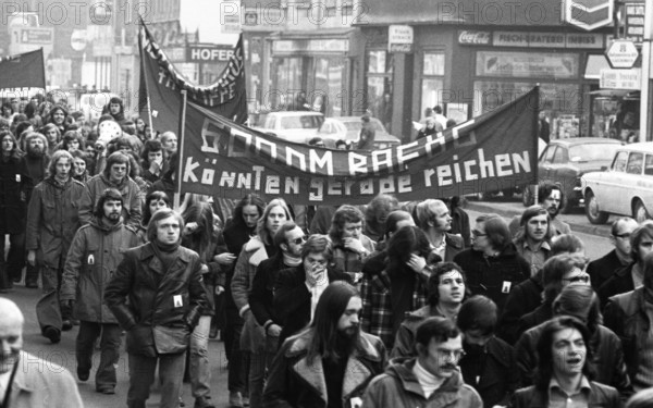 More than 10, 000 students demonstrated in Düsseldorf on 7 November 1974 for more Bafoeg and against the consequences of inflation, Germany, Europe