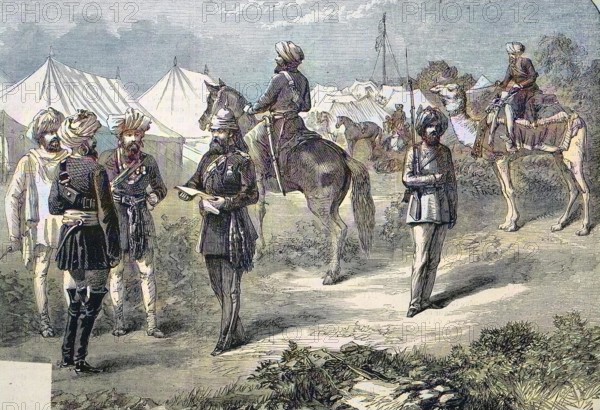 English troops in Abyssinia with local employees as auxiliaries, 1869, Ethiopia, Historic, digitally restored reproduction of an original 19th century master, exact original date unknown, Africa