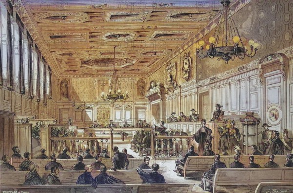 The New Hall of the Jury Court of the Department of Seine in 1869, France, Historical, digitally restored reproduction of an original 19th century painting, exact original date unknown, Europe