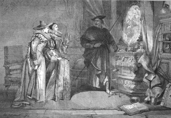 Der Zauberspiegel, Die stolze Hildegard oder Asprian mit dem Zauberspiegel is a drama in three acts written by Franz Graf von Pocci in 1869, Historical, digitally restored reproduction of a 19th century original