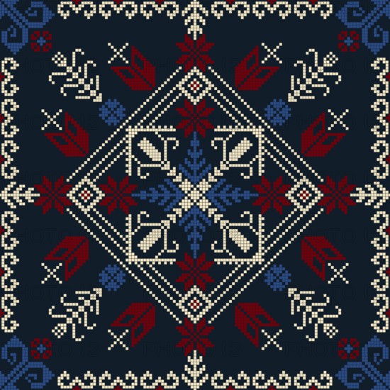 Traditional Latvian embroidery seamless pattern, vector illustration