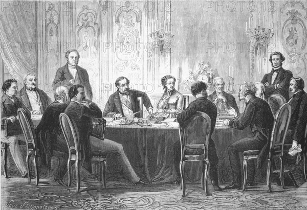A Meeting of Ministers at the Palais de Fontainebleau, Council of Ministers, Session, 1869, France, Historic, digitally restored reproduction of an original 19th century original, exact original date unknown, Europe