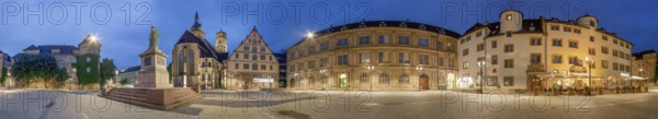 Schillerplatz illuminated Stuttgart Panorama Germany