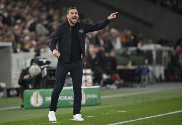 Coach Coach Zsolt Löw RasenBallsport RB Leipzig RBL Gesture Gesture TV camera Semi-final, DFB Cup, MHPArena, MHP Arena Stuttgart, Baden-Württemberg, Germany, Europe