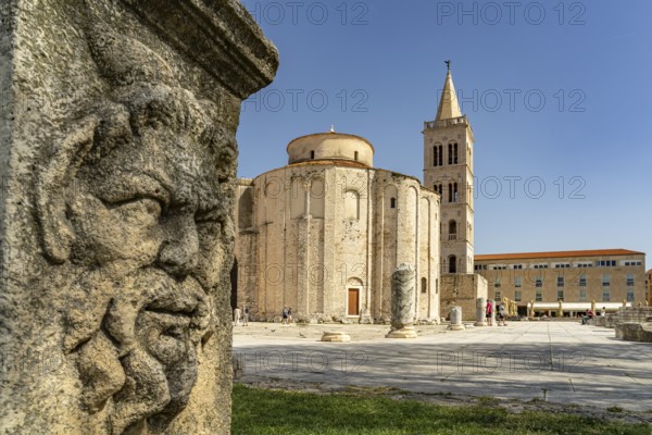 The Church of St Donatus, remains of the Roman forum and the bell tower of Zadar Cathedral, Croatia, Europe