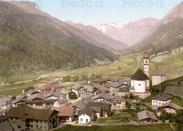 Brenner Railway, Gossensass, Tyrol, former Austro-Hungary, today Italy, c. 1890, Historic, digitally restored reproduction from a 19th century original Brenner Railway, Tyrol, former Austro-Hungary, today Italy, 1890, Historic, digitally restored reproduction from a 19th century original
